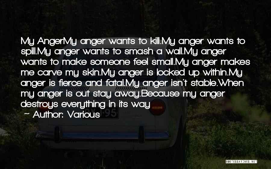 Various Quotes: My Angermy Anger Wants To Kill.my Anger Wants To Spill.my Anger Wants To Smash A Wall.my Anger Wants To Make