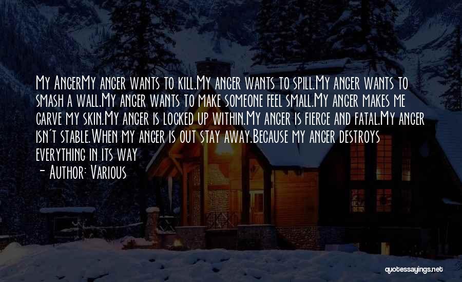 Various Quotes: My Angermy Anger Wants To Kill.my Anger Wants To Spill.my Anger Wants To Smash A Wall.my Anger Wants To Make