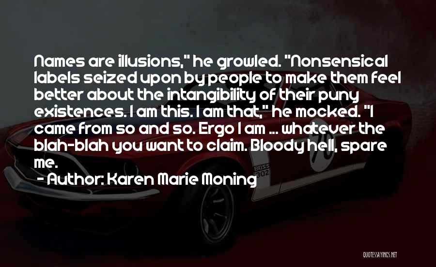 Karen Marie Moning Quotes: Names Are Illusions, He Growled. Nonsensical Labels Seized Upon By People To Make Them Feel Better About The Intangibility Of