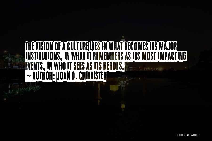 Joan D. Chittister Quotes: The Vision Of A Culture Lies In What Becomes Its Major Institutions, In What It Remembers As Its Most Impacting