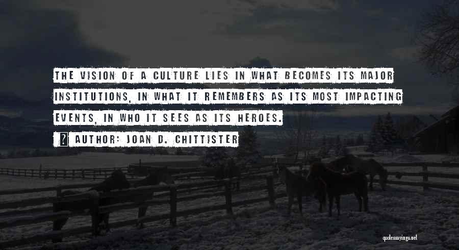 Joan D. Chittister Quotes: The Vision Of A Culture Lies In What Becomes Its Major Institutions, In What It Remembers As Its Most Impacting