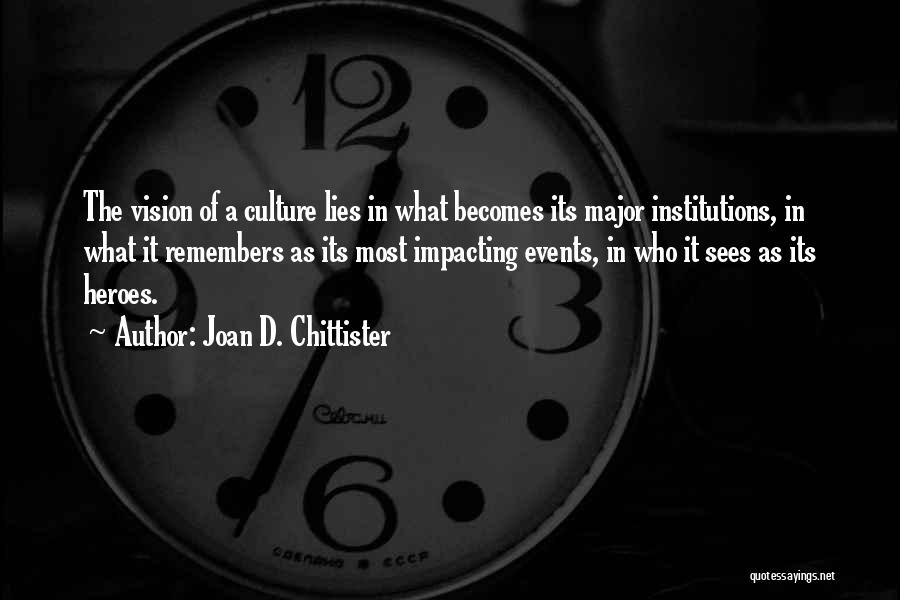 Joan D. Chittister Quotes: The Vision Of A Culture Lies In What Becomes Its Major Institutions, In What It Remembers As Its Most Impacting