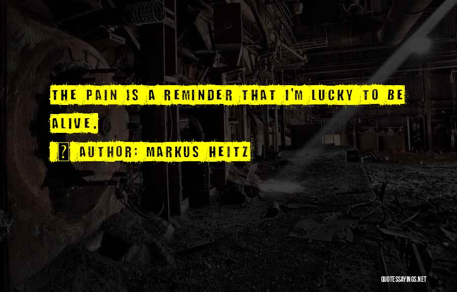 Markus Heitz Quotes: The Pain Is A Reminder That I'm Lucky To Be Alive.