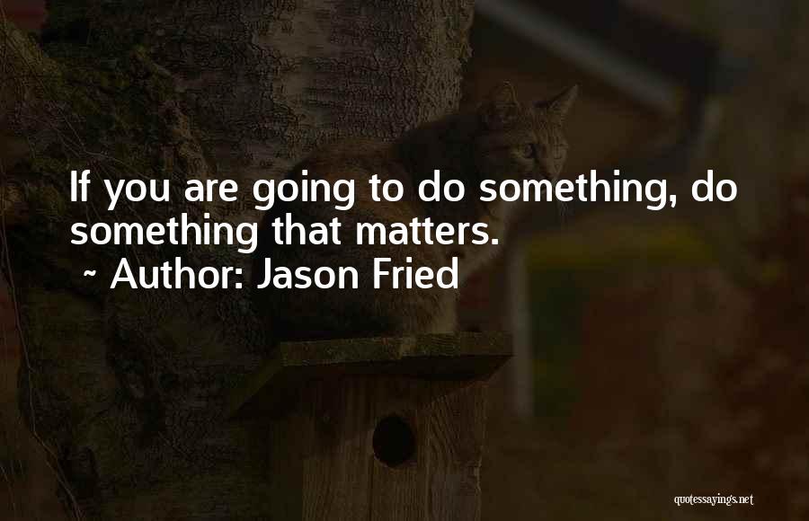 Jason Fried Quotes: If You Are Going To Do Something, Do Something That Matters.