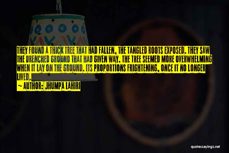Jhumpa Lahiri Quotes: They Found A Thick Tree That Had Fallen, The Tangled Roots Exposed. They Saw The Drenched Ground That Had Given