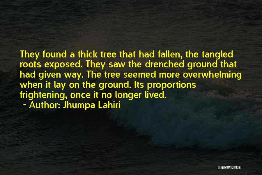 Jhumpa Lahiri Quotes: They Found A Thick Tree That Had Fallen, The Tangled Roots Exposed. They Saw The Drenched Ground That Had Given