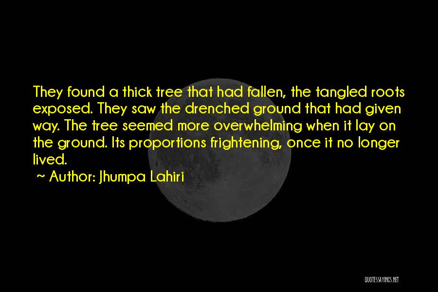 Jhumpa Lahiri Quotes: They Found A Thick Tree That Had Fallen, The Tangled Roots Exposed. They Saw The Drenched Ground That Had Given