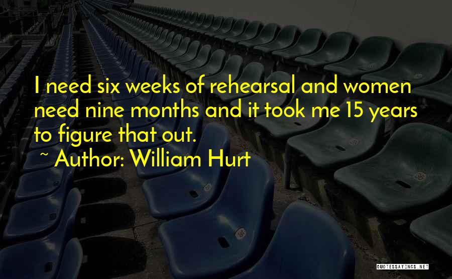 William Hurt Quotes: I Need Six Weeks Of Rehearsal And Women Need Nine Months And It Took Me 15 Years To Figure That