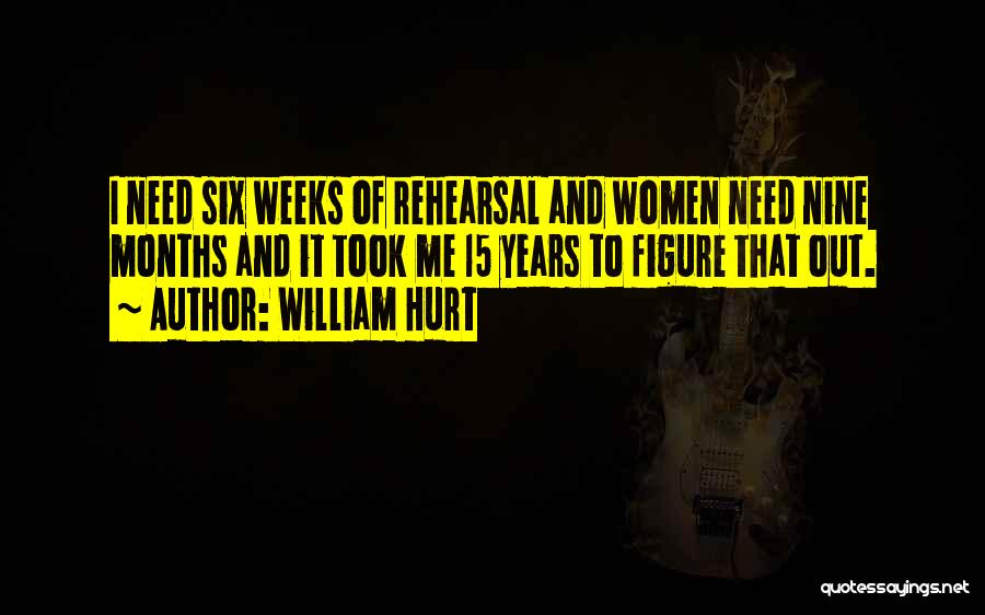 William Hurt Quotes: I Need Six Weeks Of Rehearsal And Women Need Nine Months And It Took Me 15 Years To Figure That