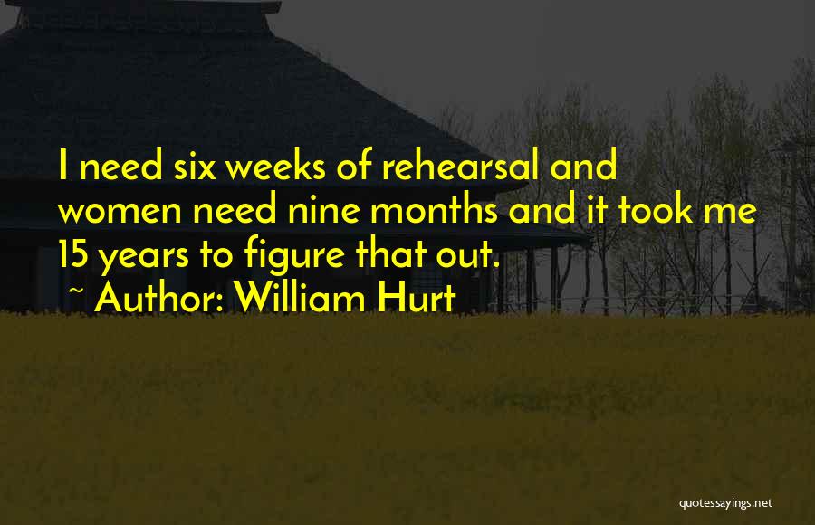 William Hurt Quotes: I Need Six Weeks Of Rehearsal And Women Need Nine Months And It Took Me 15 Years To Figure That