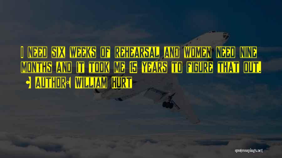 William Hurt Quotes: I Need Six Weeks Of Rehearsal And Women Need Nine Months And It Took Me 15 Years To Figure That