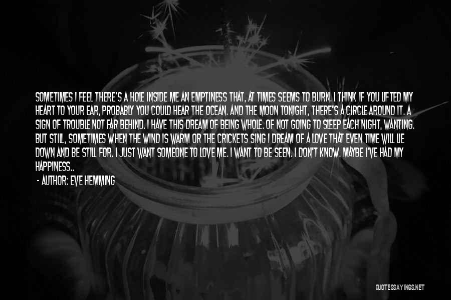 Eve Hemming Quotes: Sometimes I Feel There's A Hole Inside Me An Emptiness That, At Times Seems To Burn. I Think If You