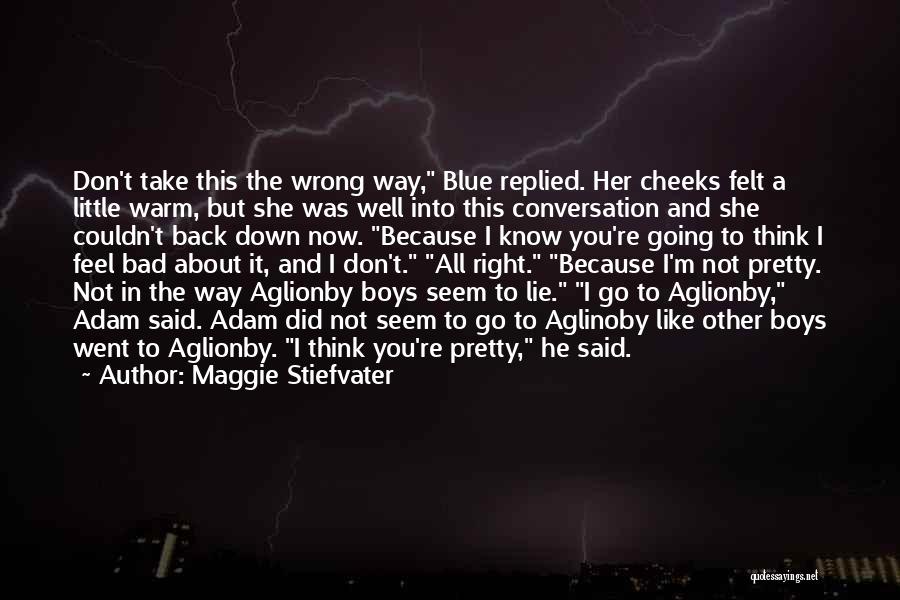 Maggie Stiefvater Quotes: Don't Take This The Wrong Way, Blue Replied. Her Cheeks Felt A Little Warm, But She Was Well Into This