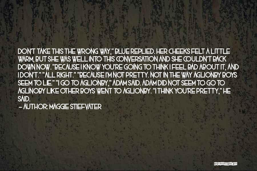 Maggie Stiefvater Quotes: Don't Take This The Wrong Way, Blue Replied. Her Cheeks Felt A Little Warm, But She Was Well Into This