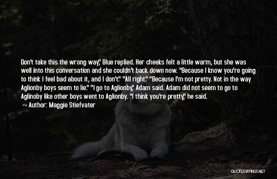 Maggie Stiefvater Quotes: Don't Take This The Wrong Way, Blue Replied. Her Cheeks Felt A Little Warm, But She Was Well Into This