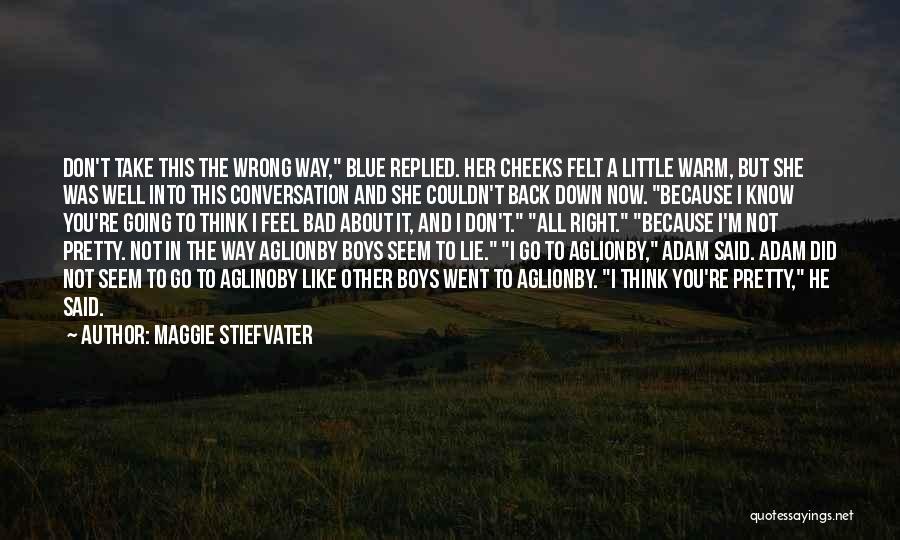 Maggie Stiefvater Quotes: Don't Take This The Wrong Way, Blue Replied. Her Cheeks Felt A Little Warm, But She Was Well Into This