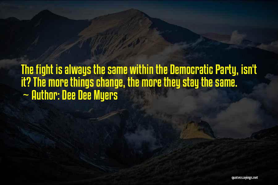 Dee Dee Myers Quotes: The Fight Is Always The Same Within The Democratic Party, Isn't It? The More Things Change, The More They Stay