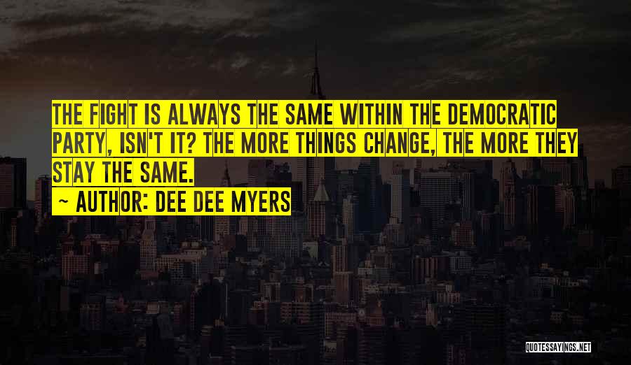 Dee Dee Myers Quotes: The Fight Is Always The Same Within The Democratic Party, Isn't It? The More Things Change, The More They Stay