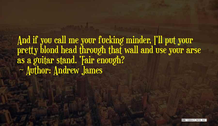 Andrew James Quotes: And If You Call Me Your Fucking Minder, I'll Put Your Pretty Blond Head Through That Wall And Use Your