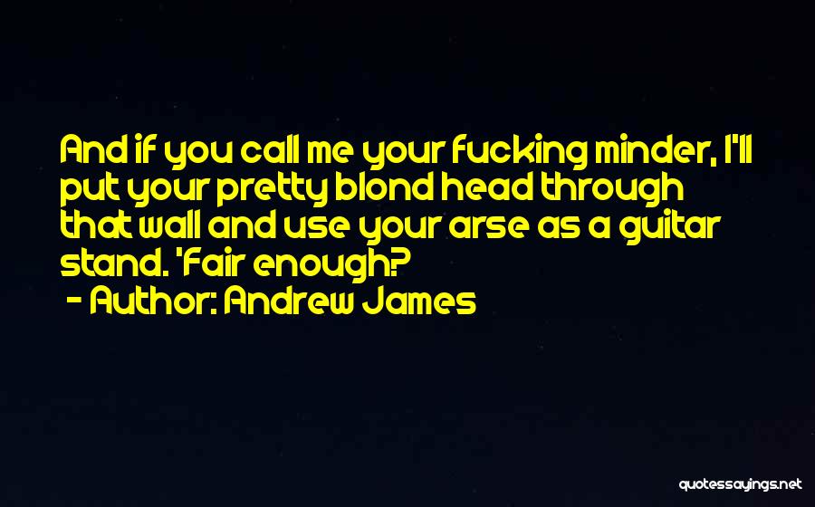 Andrew James Quotes: And If You Call Me Your Fucking Minder, I'll Put Your Pretty Blond Head Through That Wall And Use Your