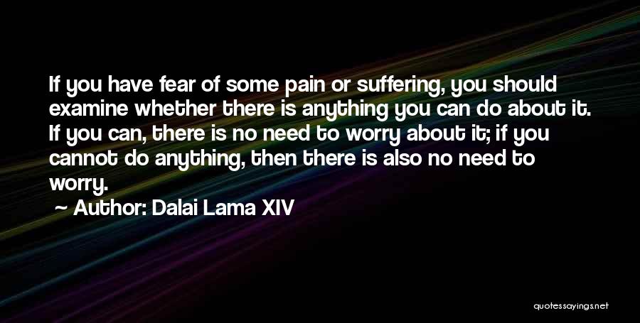 Dalai Lama XIV Quotes: If You Have Fear Of Some Pain Or Suffering, You Should Examine Whether There Is Anything You Can Do About