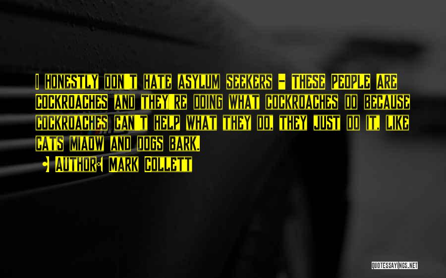 Mark Collett Quotes: I Honestly Don't Hate Asylum Seekers - These People Are Cockroaches And They're Doing What Cockroaches Do Because Cockroaches Can't
