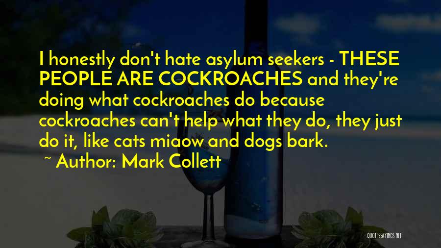 Mark Collett Quotes: I Honestly Don't Hate Asylum Seekers - These People Are Cockroaches And They're Doing What Cockroaches Do Because Cockroaches Can't