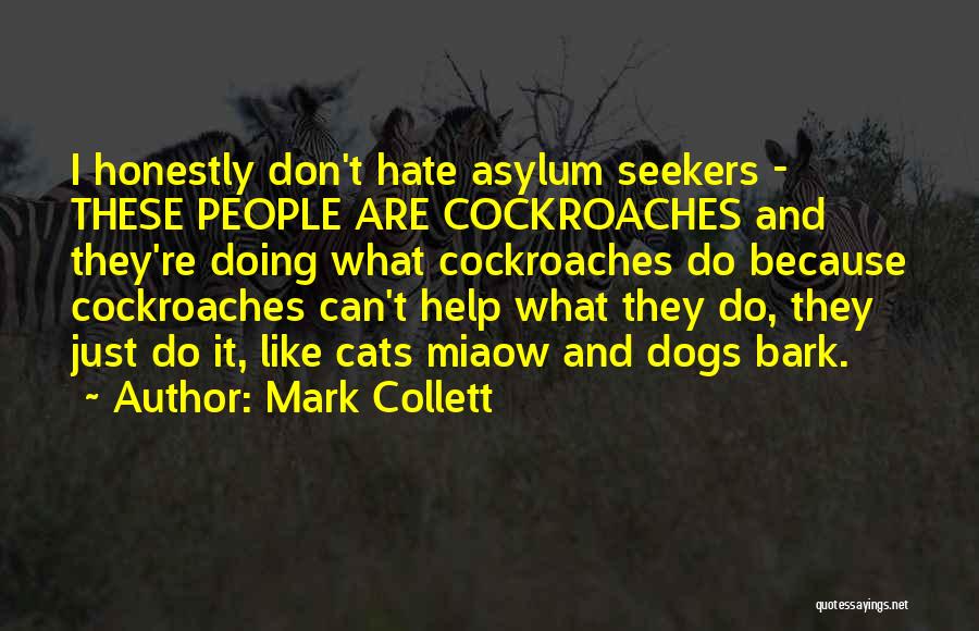 Mark Collett Quotes: I Honestly Don't Hate Asylum Seekers - These People Are Cockroaches And They're Doing What Cockroaches Do Because Cockroaches Can't