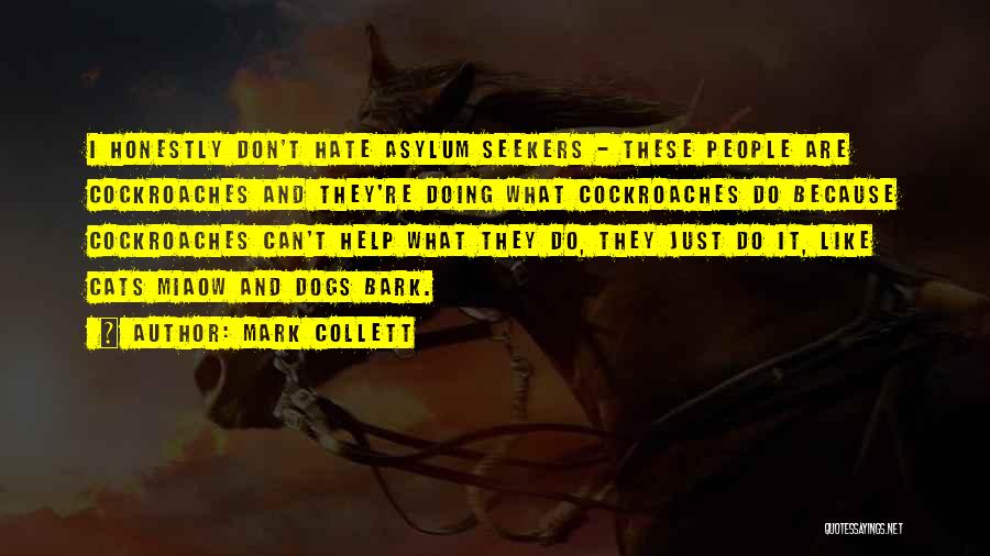 Mark Collett Quotes: I Honestly Don't Hate Asylum Seekers - These People Are Cockroaches And They're Doing What Cockroaches Do Because Cockroaches Can't