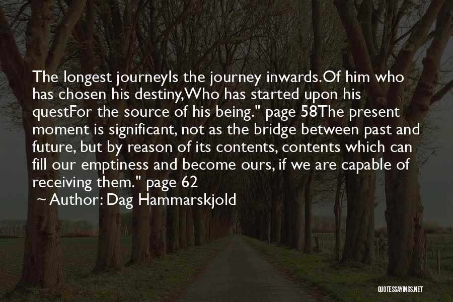Dag Hammarskjold Quotes: The Longest Journeyis The Journey Inwards.of Him Who Has Chosen His Destiny,who Has Started Upon His Questfor The Source Of