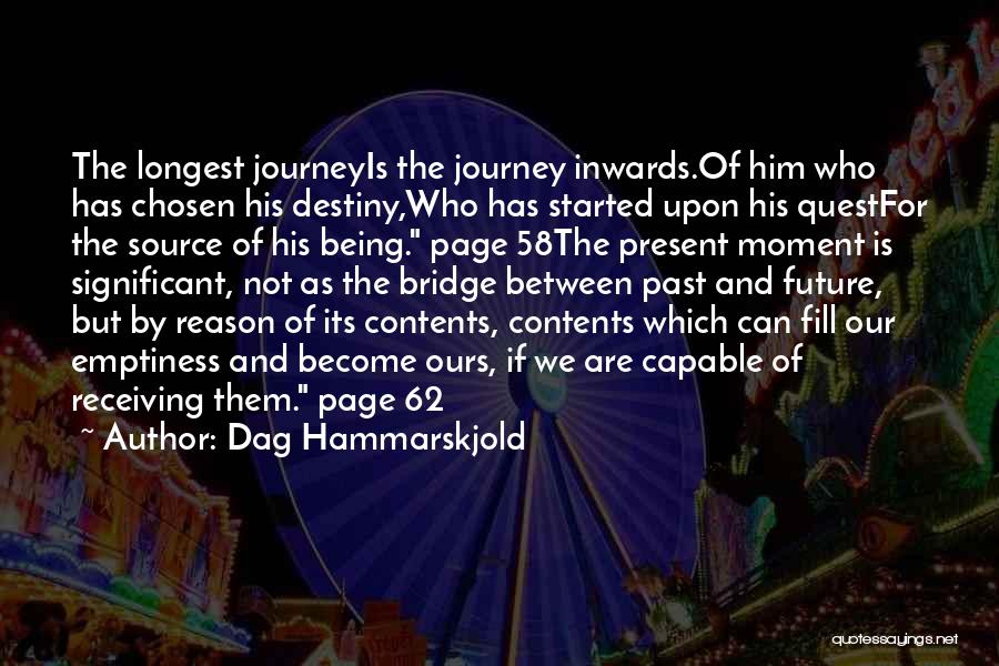 Dag Hammarskjold Quotes: The Longest Journeyis The Journey Inwards.of Him Who Has Chosen His Destiny,who Has Started Upon His Questfor The Source Of