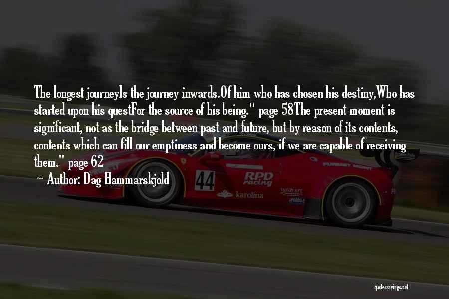 Dag Hammarskjold Quotes: The Longest Journeyis The Journey Inwards.of Him Who Has Chosen His Destiny,who Has Started Upon His Questfor The Source Of