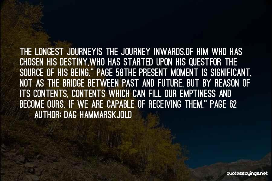 Dag Hammarskjold Quotes: The Longest Journeyis The Journey Inwards.of Him Who Has Chosen His Destiny,who Has Started Upon His Questfor The Source Of