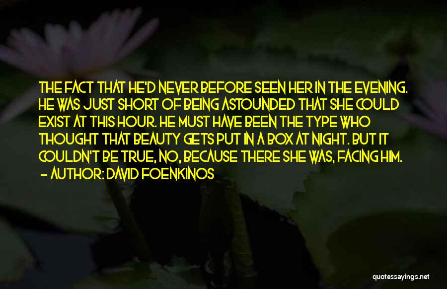 David Foenkinos Quotes: The Fact That He'd Never Before Seen Her In The Evening. He Was Just Short Of Being Astounded That She