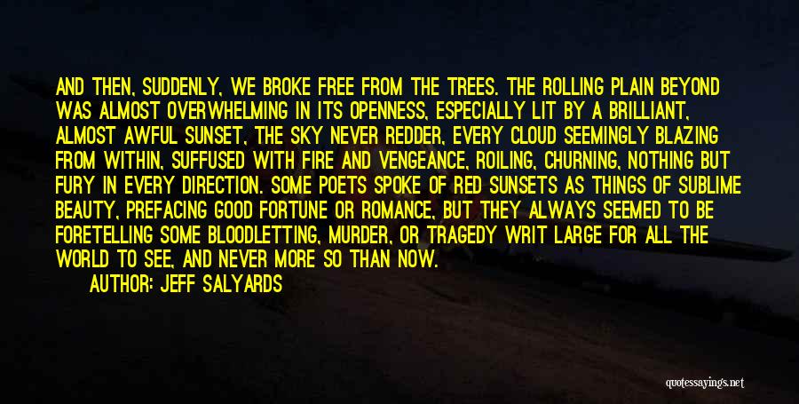 Jeff Salyards Quotes: And Then, Suddenly, We Broke Free From The Trees. The Rolling Plain Beyond Was Almost Overwhelming In Its Openness, Especially