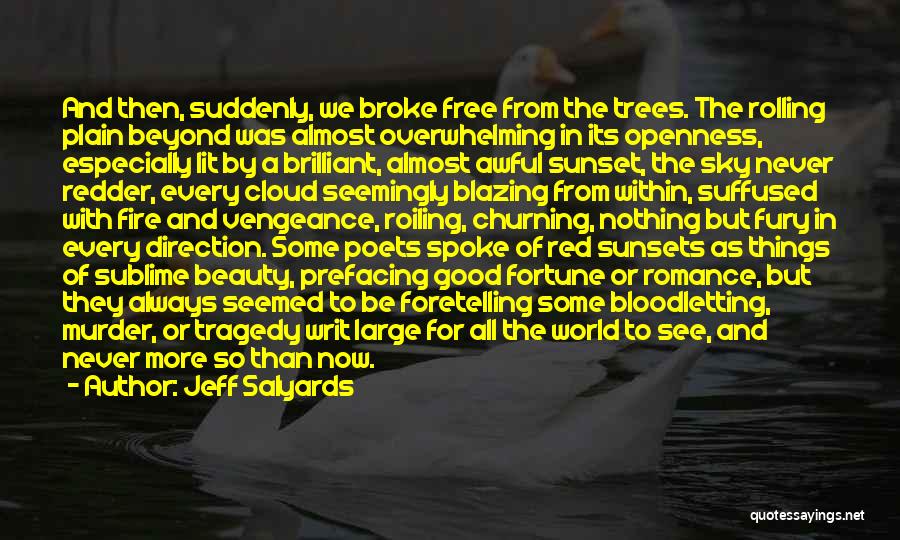 Jeff Salyards Quotes: And Then, Suddenly, We Broke Free From The Trees. The Rolling Plain Beyond Was Almost Overwhelming In Its Openness, Especially