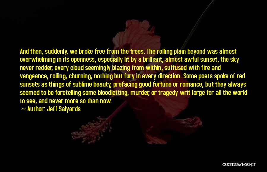 Jeff Salyards Quotes: And Then, Suddenly, We Broke Free From The Trees. The Rolling Plain Beyond Was Almost Overwhelming In Its Openness, Especially