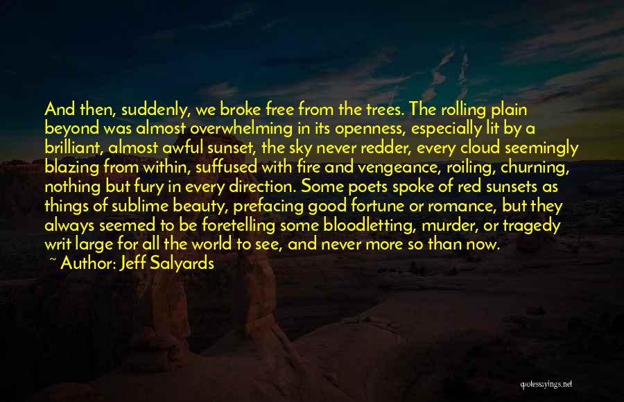 Jeff Salyards Quotes: And Then, Suddenly, We Broke Free From The Trees. The Rolling Plain Beyond Was Almost Overwhelming In Its Openness, Especially