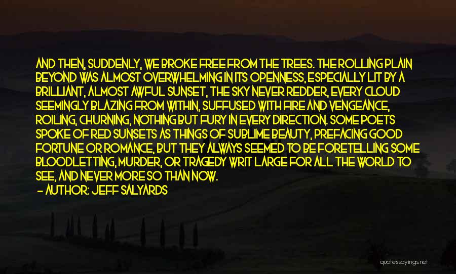 Jeff Salyards Quotes: And Then, Suddenly, We Broke Free From The Trees. The Rolling Plain Beyond Was Almost Overwhelming In Its Openness, Especially