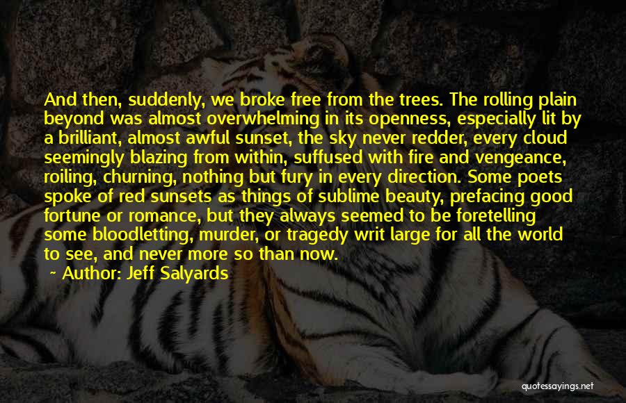 Jeff Salyards Quotes: And Then, Suddenly, We Broke Free From The Trees. The Rolling Plain Beyond Was Almost Overwhelming In Its Openness, Especially