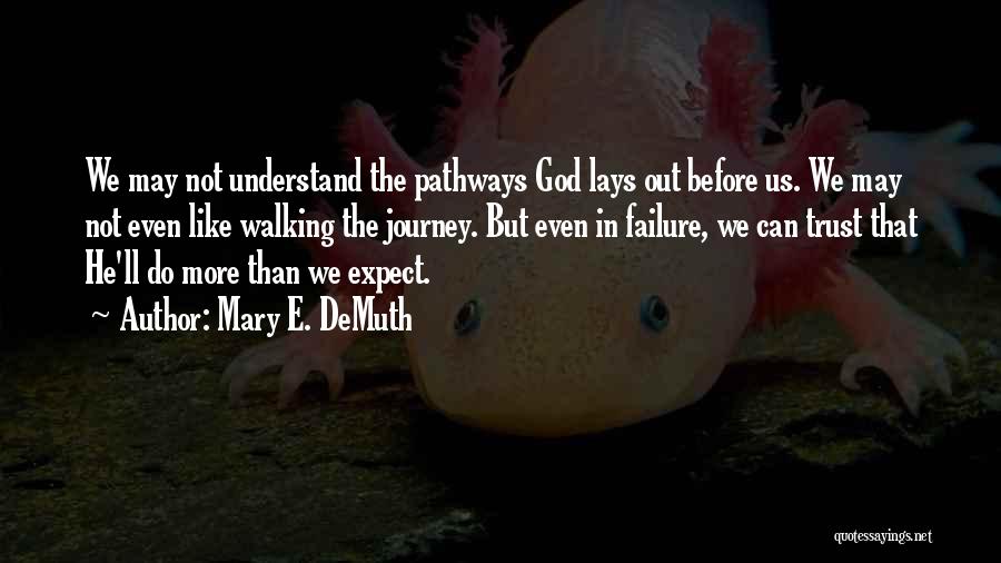 Mary E. DeMuth Quotes: We May Not Understand The Pathways God Lays Out Before Us. We May Not Even Like Walking The Journey. But