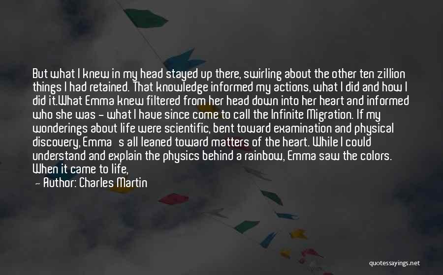 Charles Martin Quotes: But What I Knew In My Head Stayed Up There, Swirling About The Other Ten Zillion Things I Had Retained.