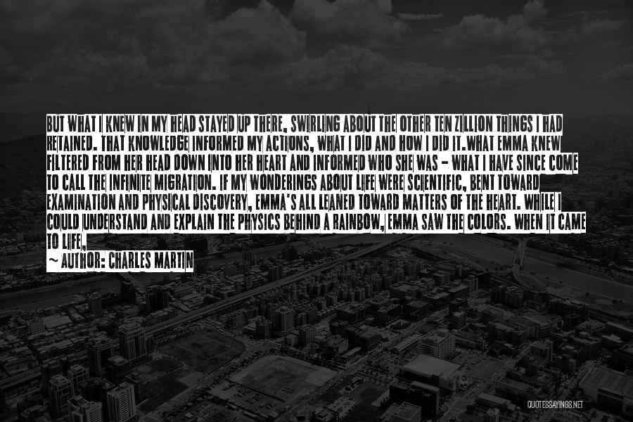 Charles Martin Quotes: But What I Knew In My Head Stayed Up There, Swirling About The Other Ten Zillion Things I Had Retained.