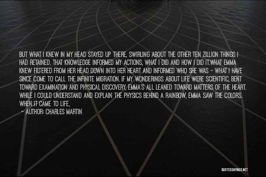 Charles Martin Quotes: But What I Knew In My Head Stayed Up There, Swirling About The Other Ten Zillion Things I Had Retained.