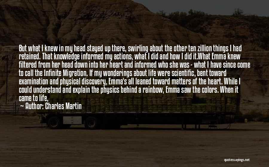 Charles Martin Quotes: But What I Knew In My Head Stayed Up There, Swirling About The Other Ten Zillion Things I Had Retained.