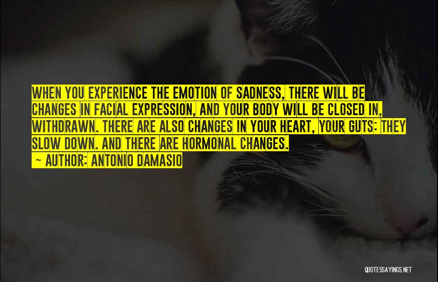 Antonio Damasio Quotes: When You Experience The Emotion Of Sadness, There Will Be Changes In Facial Expression, And Your Body Will Be Closed