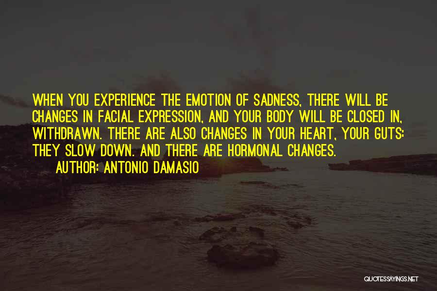 Antonio Damasio Quotes: When You Experience The Emotion Of Sadness, There Will Be Changes In Facial Expression, And Your Body Will Be Closed