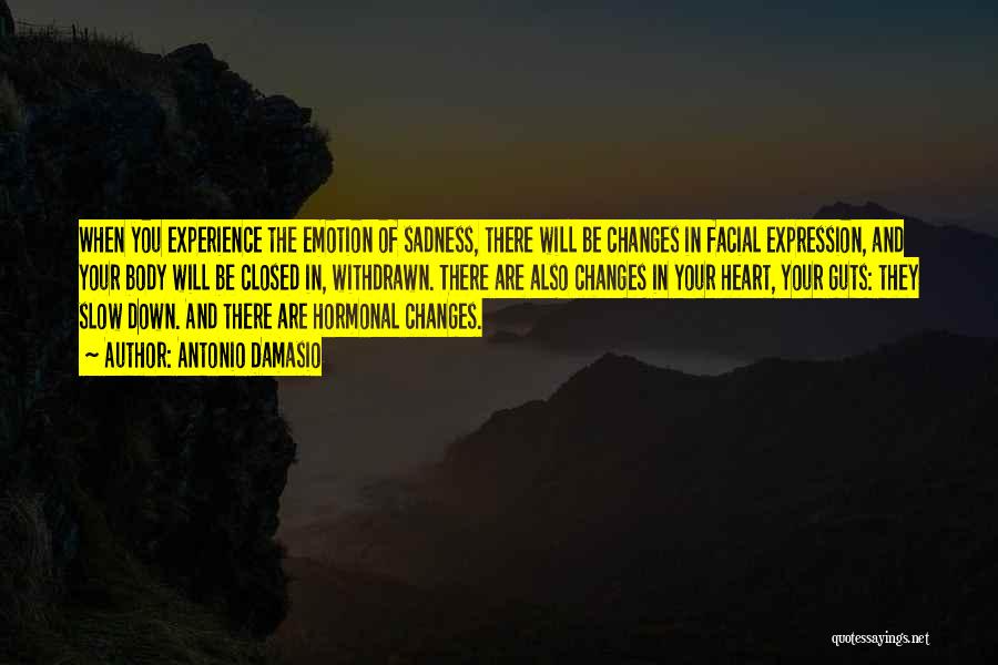 Antonio Damasio Quotes: When You Experience The Emotion Of Sadness, There Will Be Changes In Facial Expression, And Your Body Will Be Closed