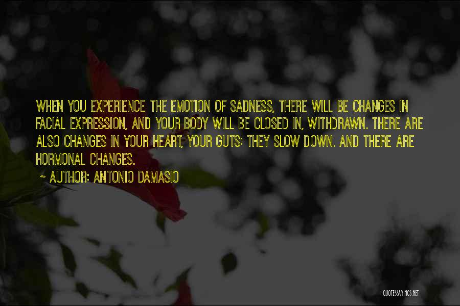 Antonio Damasio Quotes: When You Experience The Emotion Of Sadness, There Will Be Changes In Facial Expression, And Your Body Will Be Closed