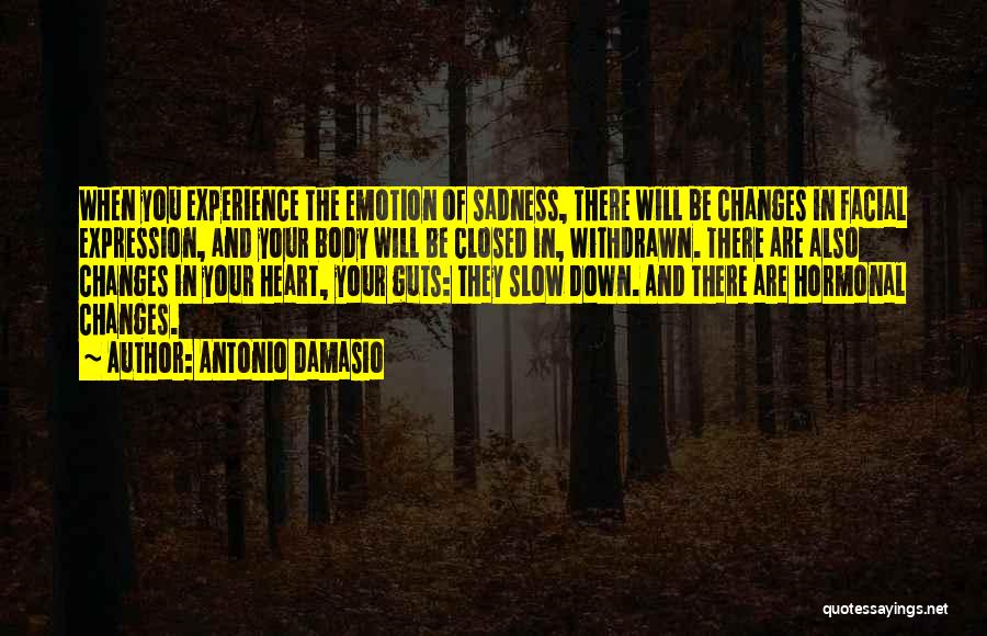 Antonio Damasio Quotes: When You Experience The Emotion Of Sadness, There Will Be Changes In Facial Expression, And Your Body Will Be Closed